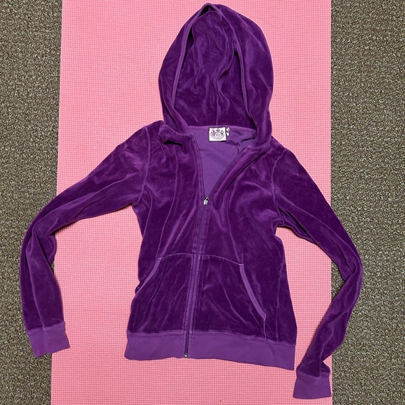 Purple juicy couture zip up jacket hoodie size juniors large fits women’s xs/s - Picture 1 of 4